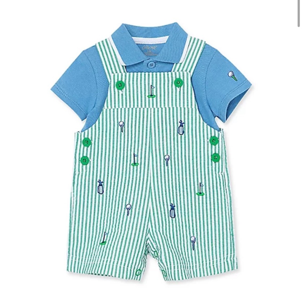 Baby Boys 2-Pc. Cotton Golf Polo Shirt & Shortalls